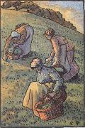 Lucien Pissarro Women herb gathering oil